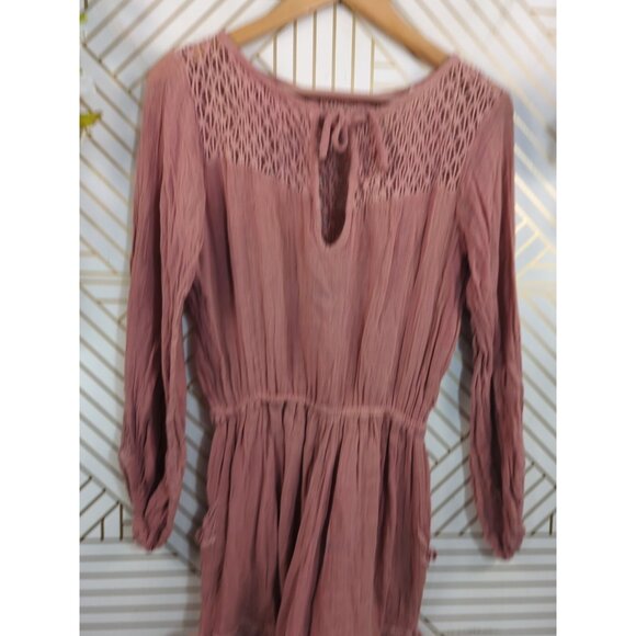 Jen's Pirate Booty Women's Gauze Romper Shorts Long Sleeve Pink Crotchet Size SM - Picture 10 of 13